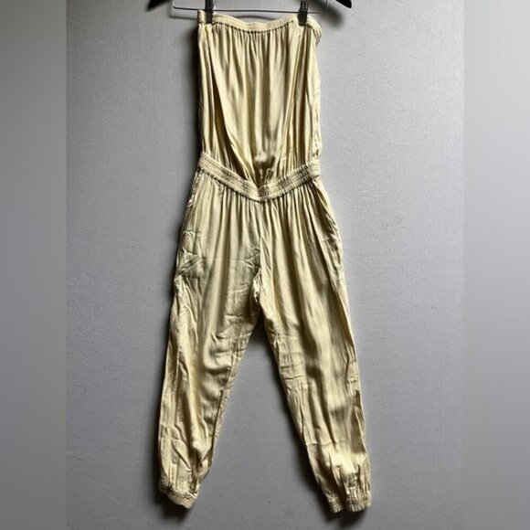 Sunday Best Aritzia Tabata yellow strapless jumpsuit Sz XS - Picture 2 of 13